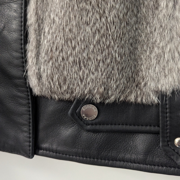 Rudsak Leather Jacket with Rabbit Fur – Size Large - Picture 5 of 12